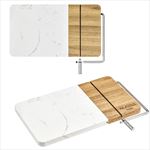 HST11614 Marble Acacia Cheese Board With Cheese Slicer And Custom Imprint